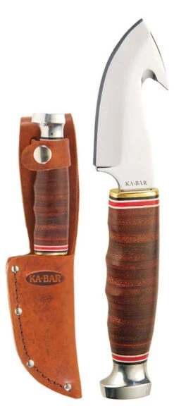 Ka-Bar Leather Handled Game Hook Fixed Blade Knife