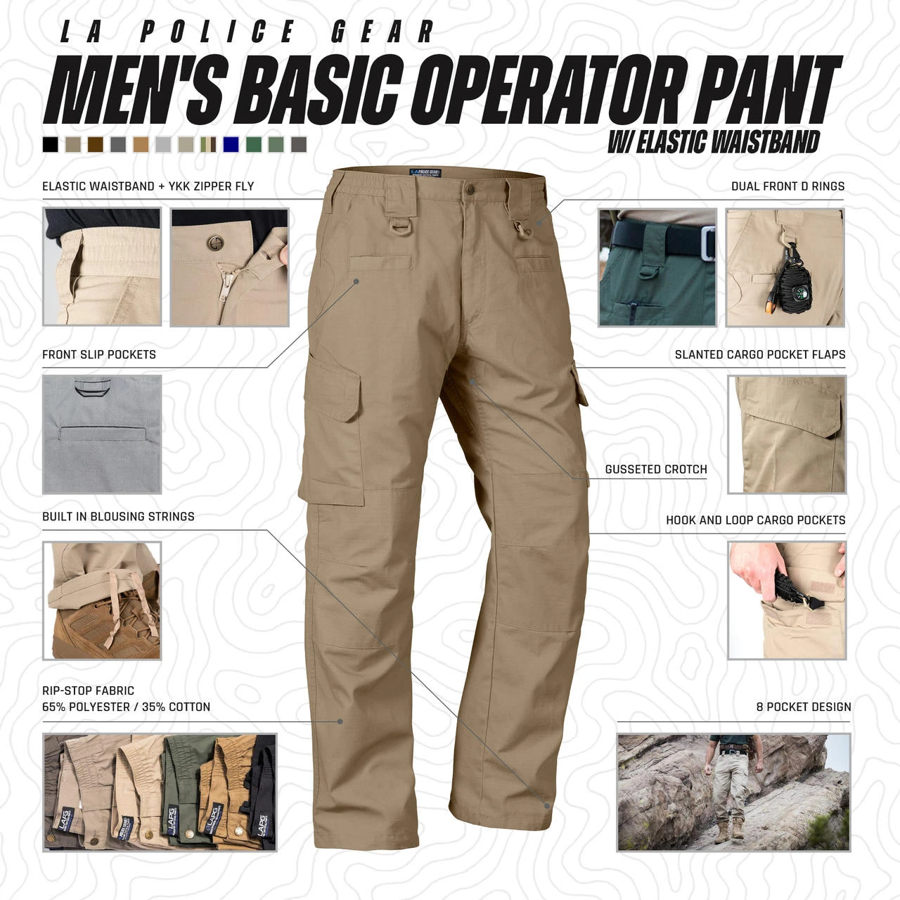 LAPG Men's Basic Operator Pant w/ Elastic Waistband LAPG Men's Basic Operator Pant W/ Elastic Waistband -Tactical Apparel Store lapg mens basic operator pant w elastic waistband bo1003ewb 06861.1649429978