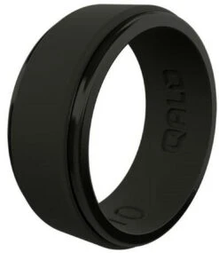Qalo Men's Black Step Edge Polished Ring QS9-MXB
