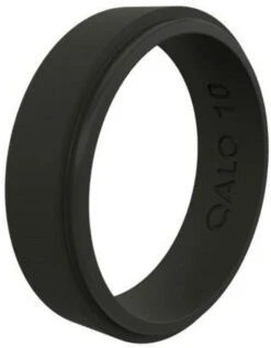 Qalo Women's Step Edge Black Narrow Polished Ring QS9-UNB